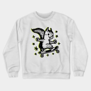 STEEZY the Skater Squirrel Cute Squirrel Skateboard Sticker Crewneck Sweatshirt